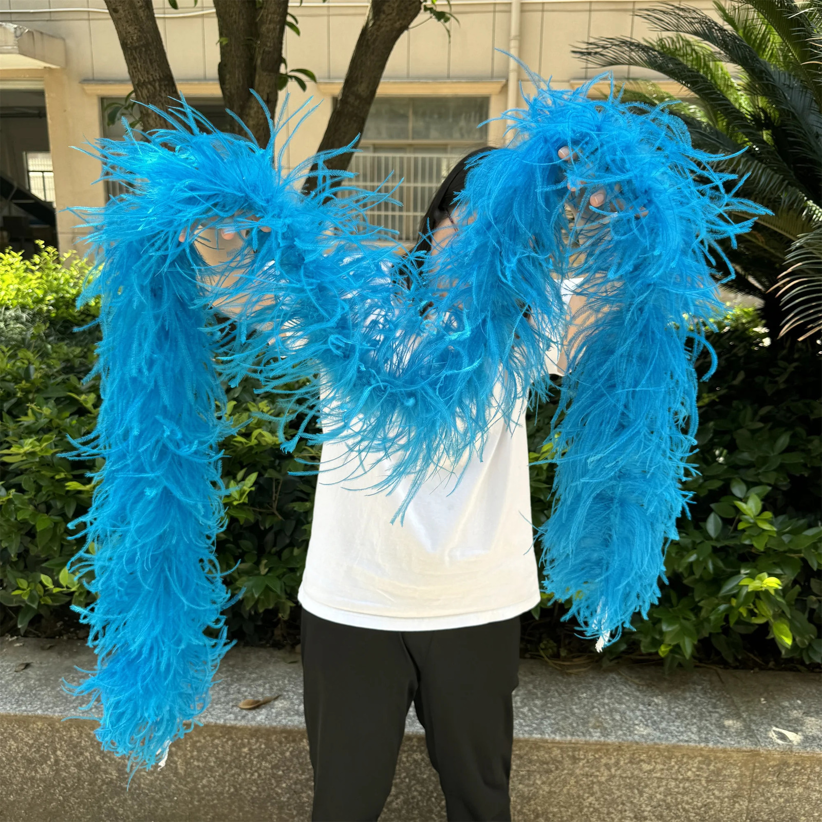 Fluffy Blue Ostrich Feather Boa 6 Ply 0.5/1.3/2/ Mixed Color Folded Fashion Show Carnival Party Feather Accessories 241108