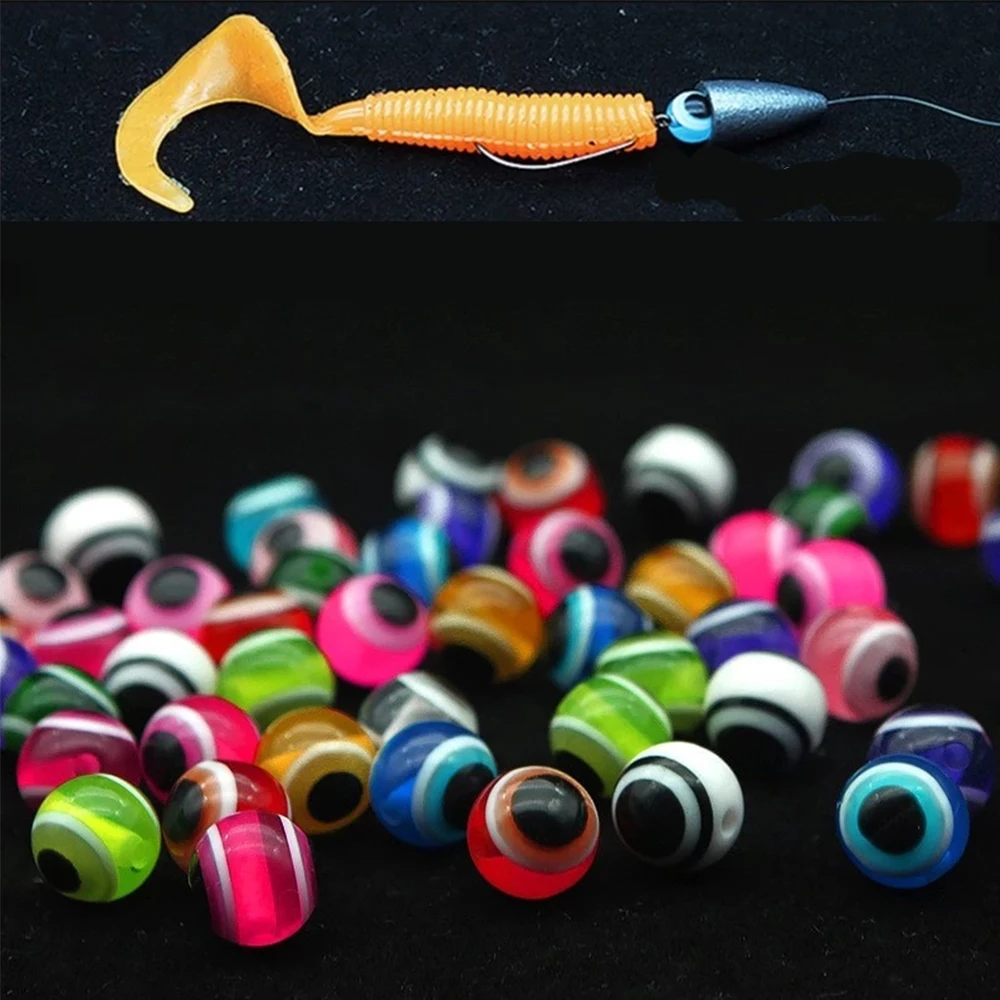 100pcs Fish Eye Fishing Beads Mixed Color Luminous Carolina Rigs Taxes Rigs Fishing Beads DIY Kit Bass Fishing Tackle