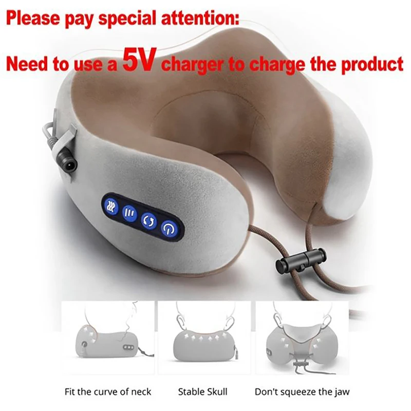 Neck U Electric Massager Shaped Pillow Multifunctional Portable Shoulder Cervical Massager HomeTravel Car Relax Massage Pillow smile