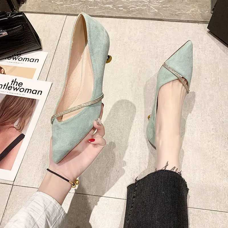 Four Seasons Wens Suede High H 2024 New Pointed High Heels Fi Sexy Black Wedding Shoes Off Lady Shoes Y250319