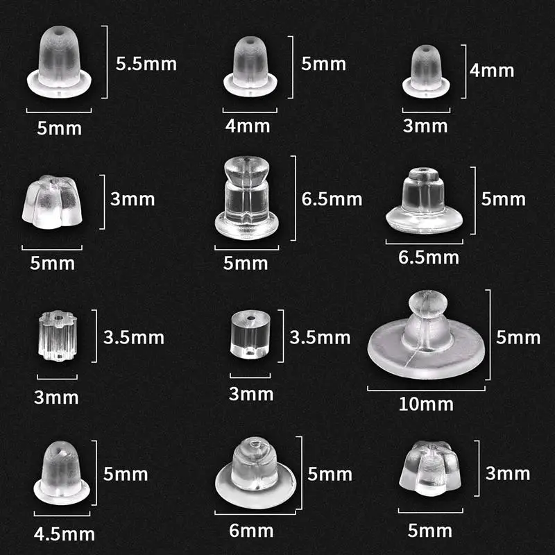 Rubber Earring Backs Silicone Round 200-1000Pcs Ear Plug Blocked Caps Earrings Back Stoppers For DIY Earrings Jewelry Making