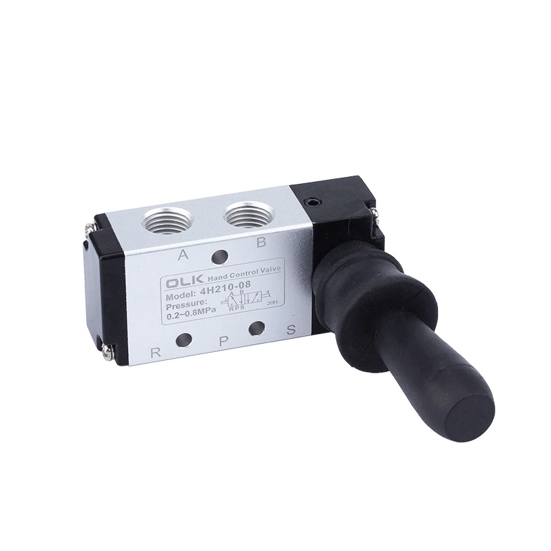 4H210-08 5/2 Way Hand Lever Operated Control Pneumatic Manual Valve With Muffler Silencer and Quick Fitting Select
