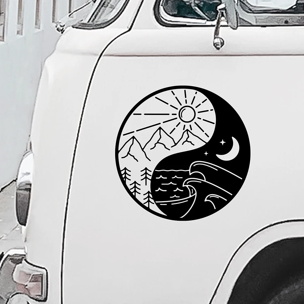 Mountain Stickers Camper Van Sea Day ddmysmile Night Stickers,Motorhome RV Suv Car Styling Vinyl Accessories Decoration Smile