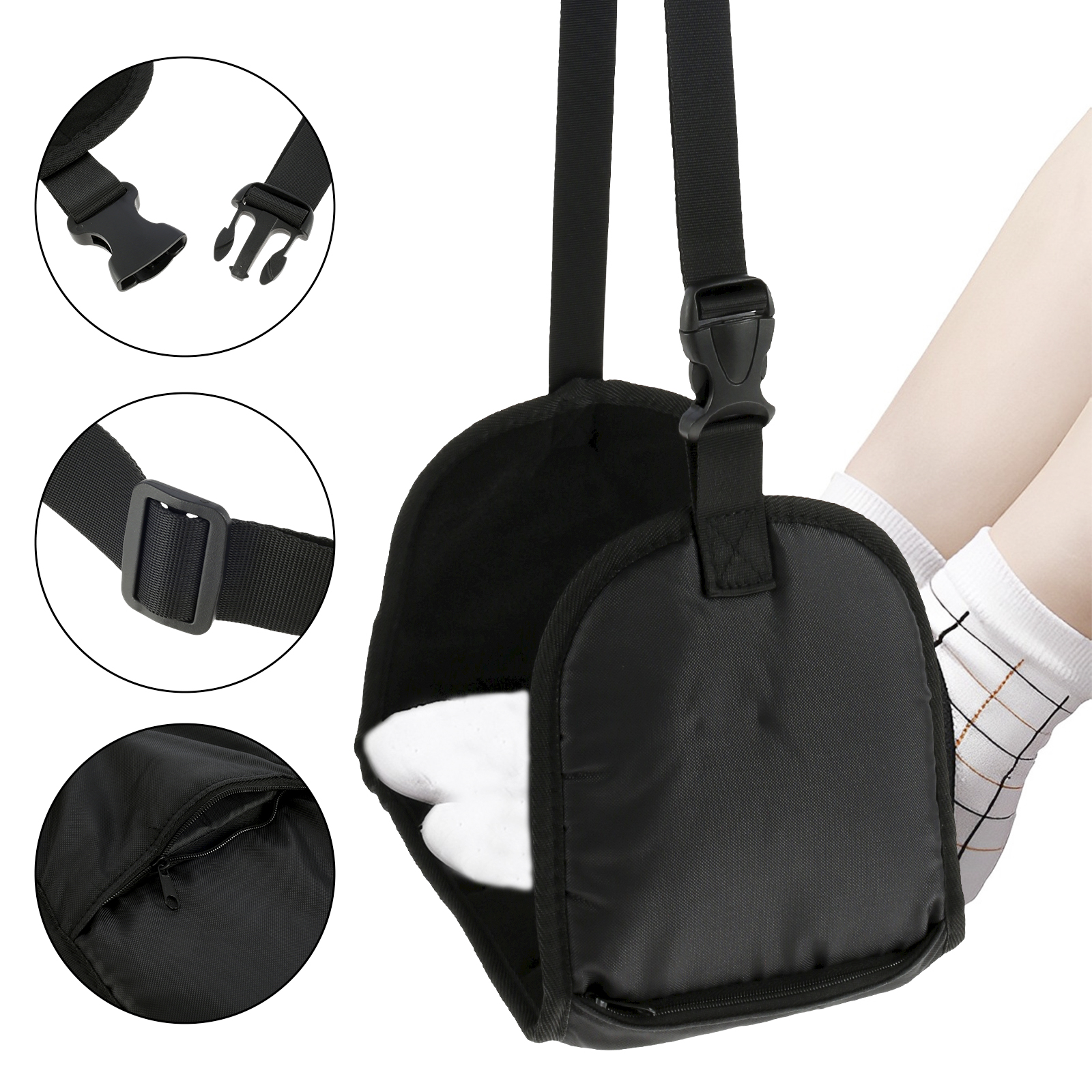 1/3 Pcs Airplane Footrest Adjustable Hanging Footrest Hammock Memory Foam Portable Foldable Plane Leg Rest for Office Travel