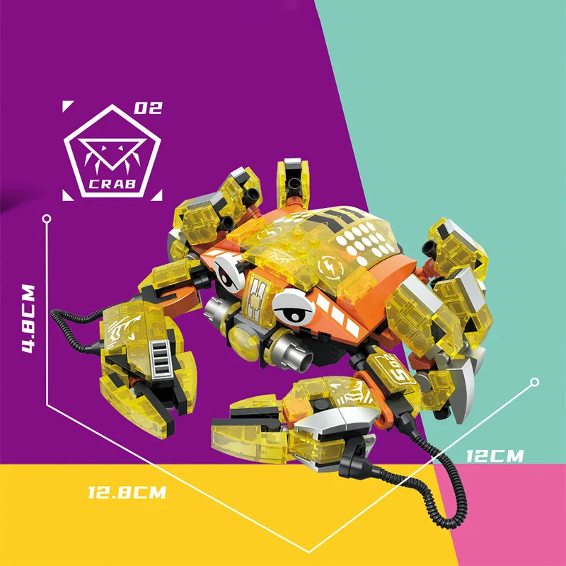 Shark Fish Squid Ocean Blocks Mobula Crab Bricks Compatible Legosquids Developmental Building Block Toys Gifts for Children Boy smile