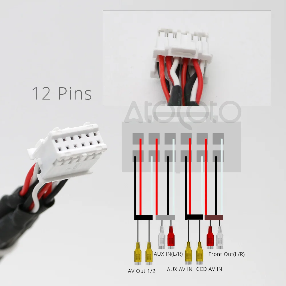 12 Pin Universal RCA Output Wire Harness CCD AUX AV IN Out Cable Adapter Wiring Connector Android Radio Car Accessories DIY