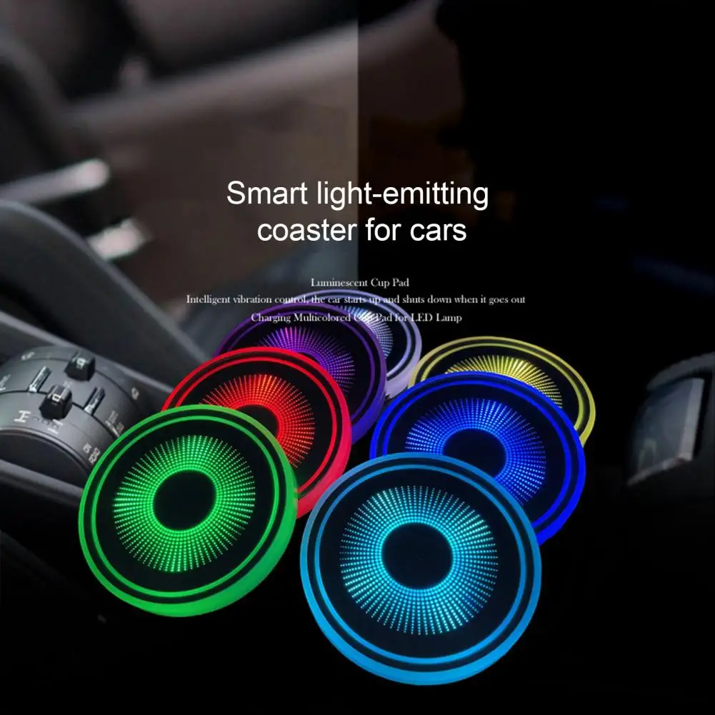 1pcs Car Led Lights Sport Interior Cup Holder Ambient Lamp Interior Accessorie For Renault