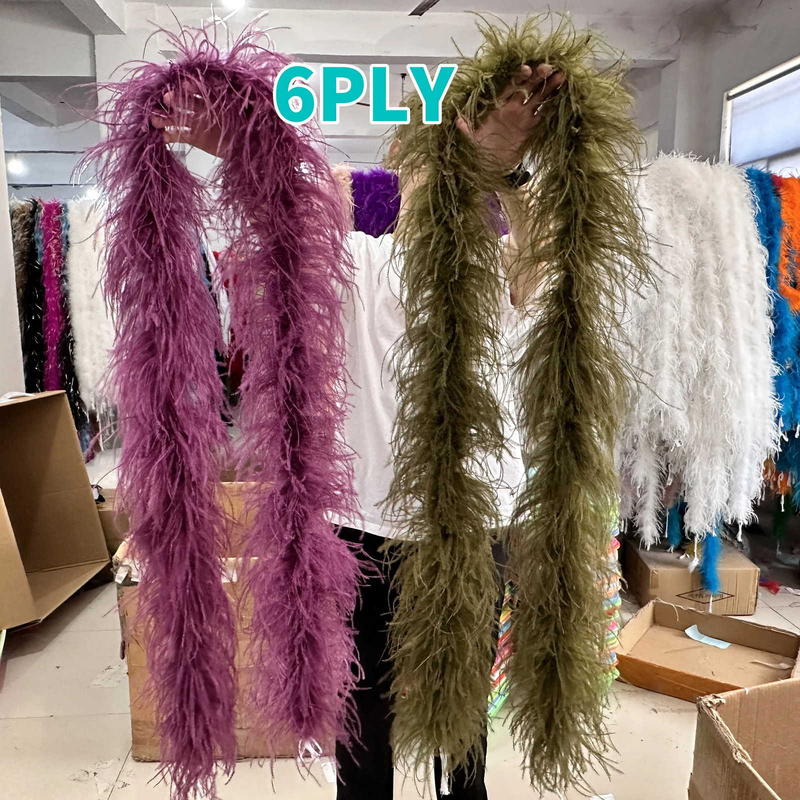 2 3 4 6 10 Ply multi-color ostrich feather Boa 2-meter ostrich feather shawl for party womens clothing DIY decoration scarf 241108