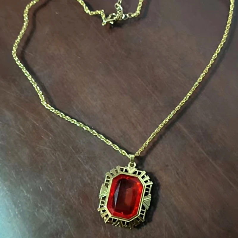 The Sandman Ruby Neckalce Cosplay King of Dreams Morpheus Red Stone Pendant Vintage Jewelry Costume Accessories Prop Fans Gift