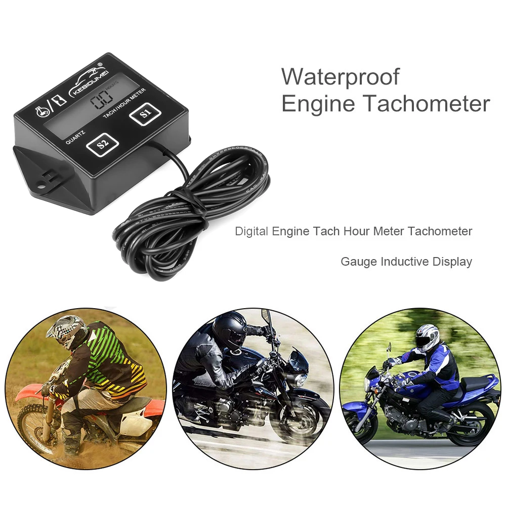 Digital Engine Tach Hour Meter Waterproof Tachometer Gauge Engine RPM LCD Display For Moto Marine Chainsaw Pit Bike Boat 2020