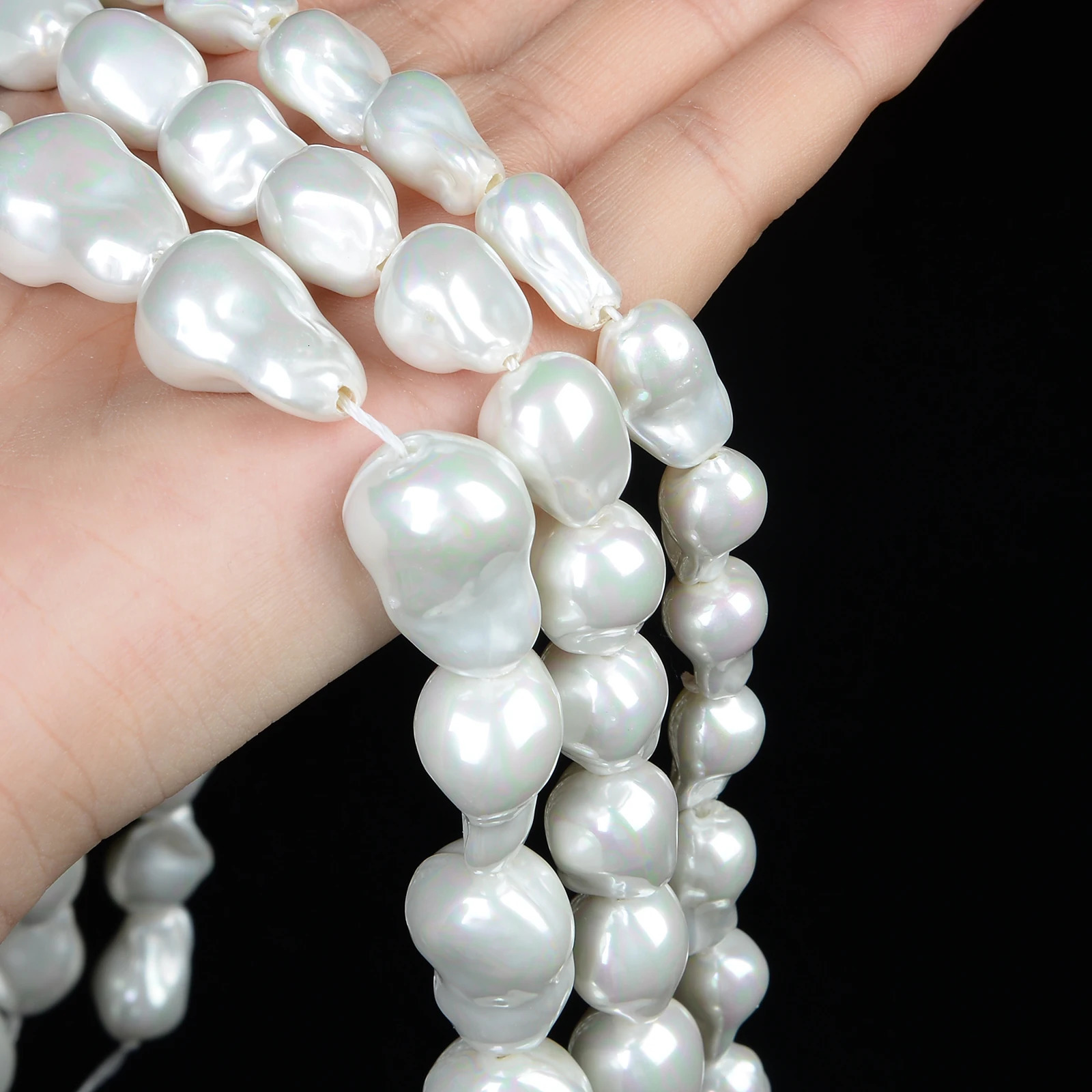 Natural Irregular White Baroque Shell Pearl Bead Round Loose Spaced Stone Bead Used for Jewelry Making DIY Necklace Bracelet 241108