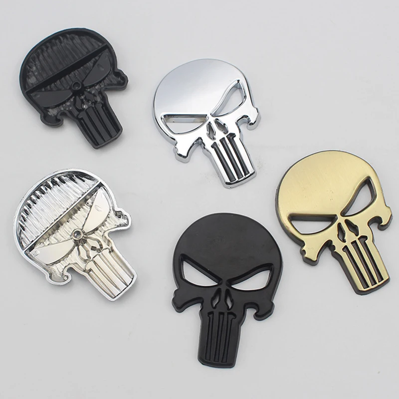 8 Colors Car Styling 3D Zinc Alloy Metal Skull Stickers Cool new Motorcycle 2025 Truck Badge Emblem Tail Decal Motorbike Accessories