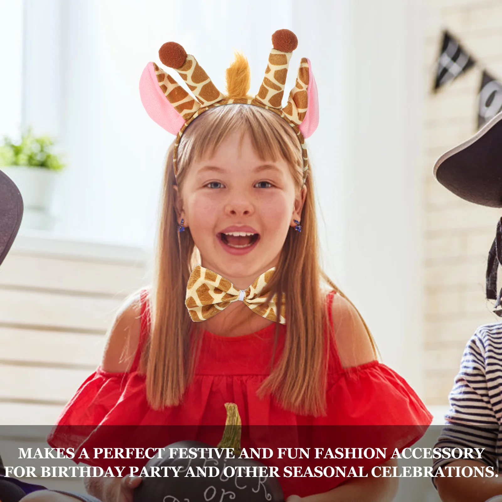Tail Cosplay Headbands Animal Kids Accessories Plush Ears Decorative Costume Role Outfits Giraffe smile