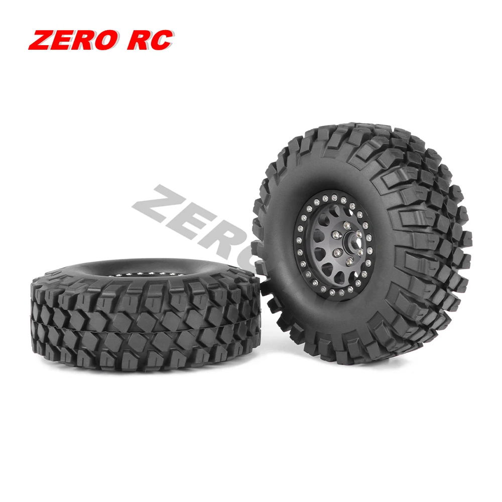 1/10 Military Aluminum RC 1.9" Beadlock Wheel Hub With 114Mm Tires For 1:10 Crawler Truck Scx10 II III CAPRA ddmysmile Wrangler MST RGT Smile 1.9