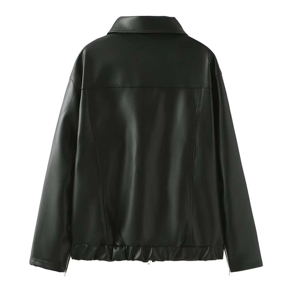 shanshi leather jacket women Spring New Women's Clothing Sweet Cool Bow Black Leather Jacket for Women