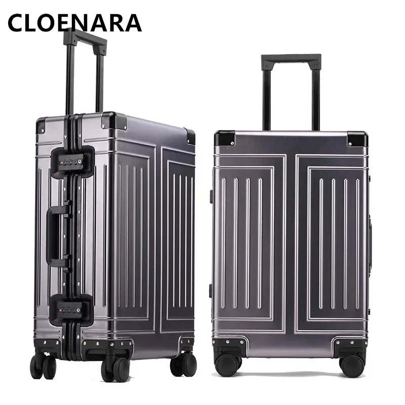 COLENARA Travel Suitcase 26"29 Inch All Aluminum Magnesium Alloy Trolley Case Men's 20"24 Boarding Box with Wheels Cabin Luggage