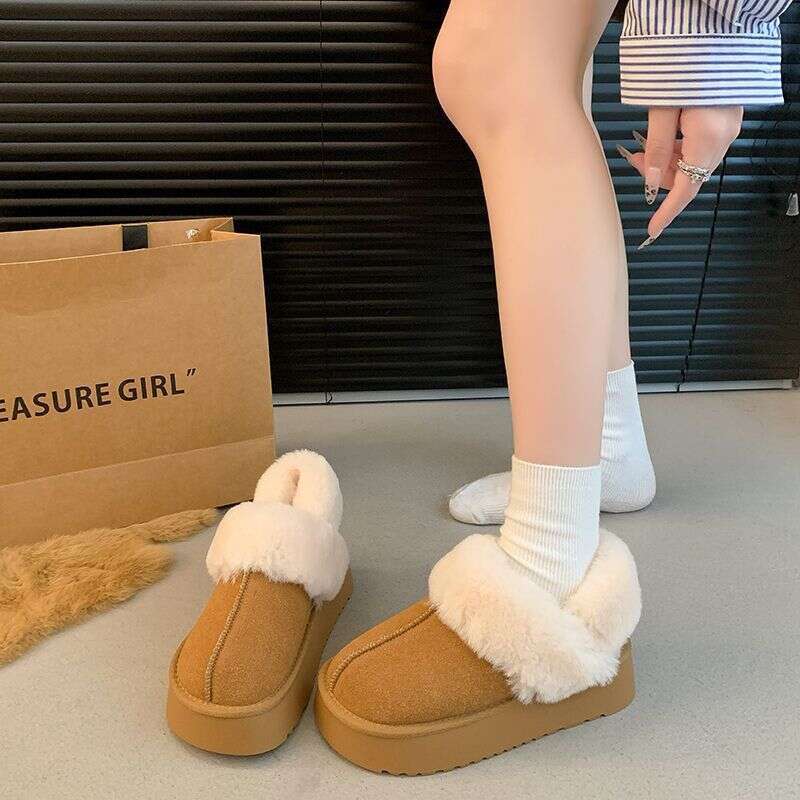 Thick Soled Versatile Snow Boots Women, Winter With Fleece Added, 2024 Autumn New Item, Versatile, Thick And Warm Cotton Shoes For Women
