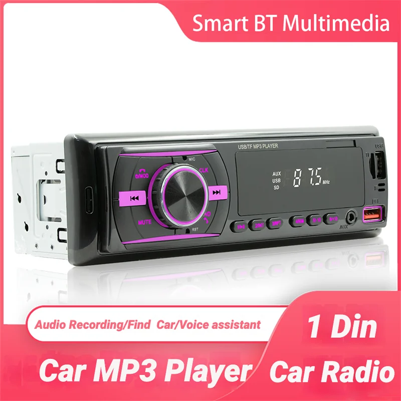 General Car Radio Bluetooth Automatic Radio Stereo 12V MP3 audio player Built-in AUX/FM/USB/BT support Find car voice Assistant