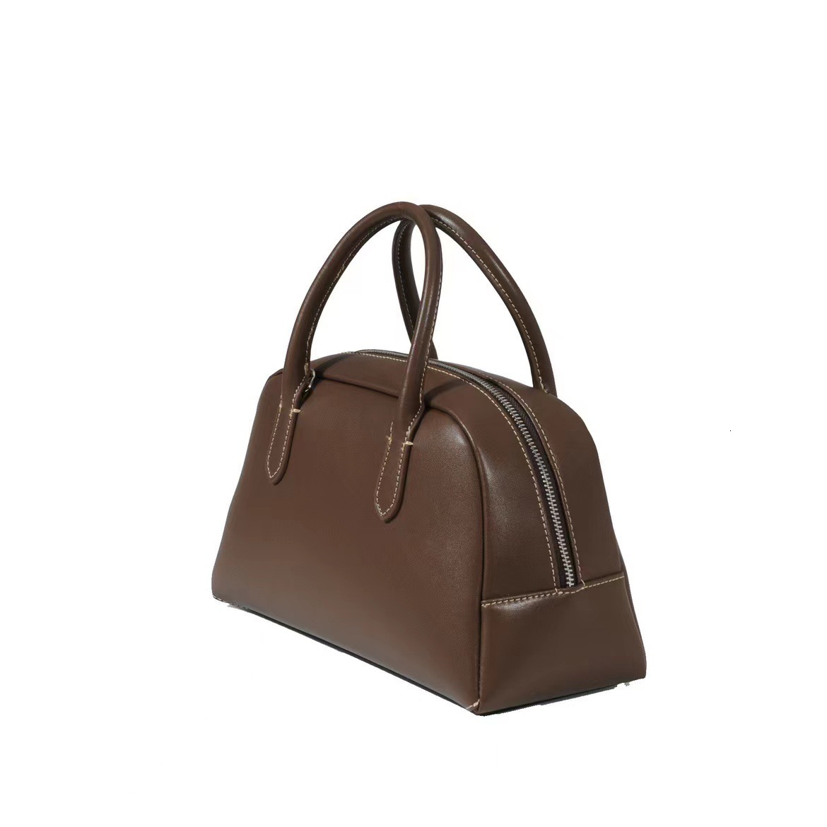 Women's Suede Cowhide Bowg Boston Korean Niche Classic Style Genuine Leather Ladies Handle Bag Genuine Leather Zipper Style BagVoyage