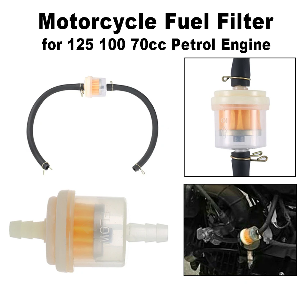 Motorcycle Fuel Filter Durable Gas Fuel Filter Universal Hose Line for 125 100 70cc Petrol Engine for ATV Dirt Bike Kart Scooter
