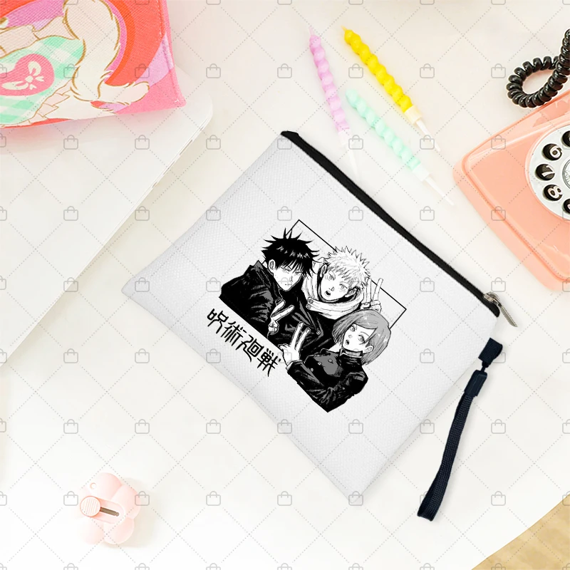 Jujutsu Gojo Satoru Kaisen Makeup Cosmetic Kits Travel Bag Make Up Bags for Women Pouch School Case Pencil Pouchs Organizer smile