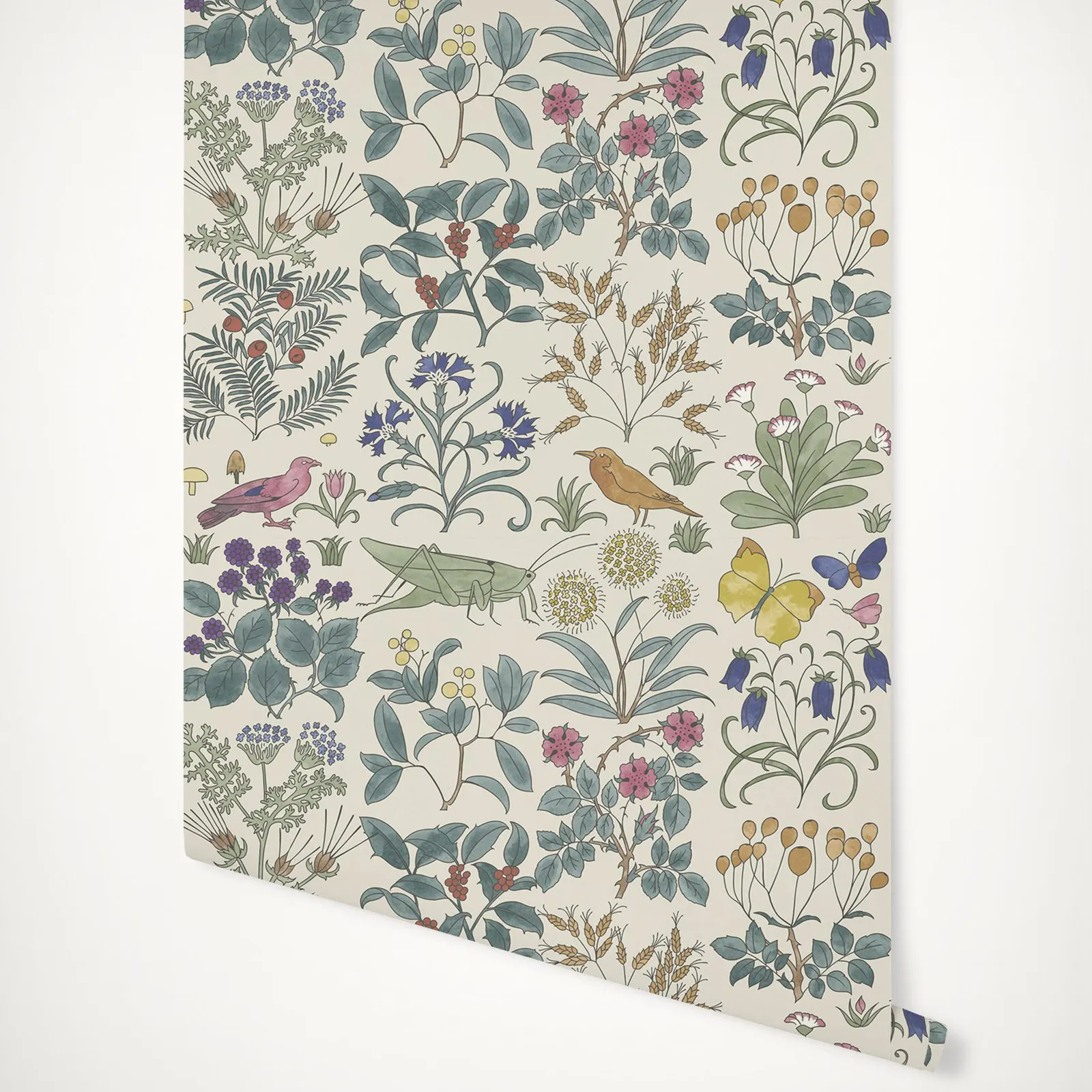 Apothecary's Garden Wallpaper with Garden plants & animals. Botanical plants Nordic Wallpaper, Scandinavian botanica wall papers