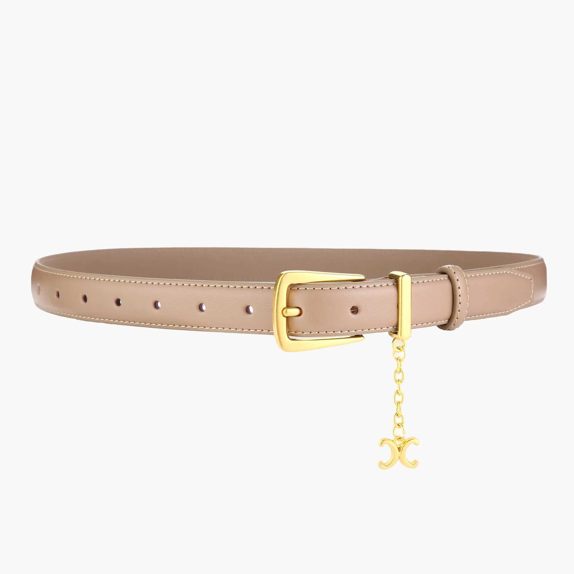 Authentic leather Wen belt fashionable item classic minimalist belt mesh red matching dress casual belt X241109
