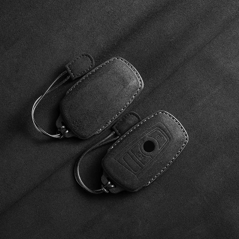 case key Leather car For X1 X3 X5 X6 X7 F20 F15 F16 F48 G20 G30 G01 G02 G05 G11 G32 1 3 7 Series Keychain Suede Accessories smile