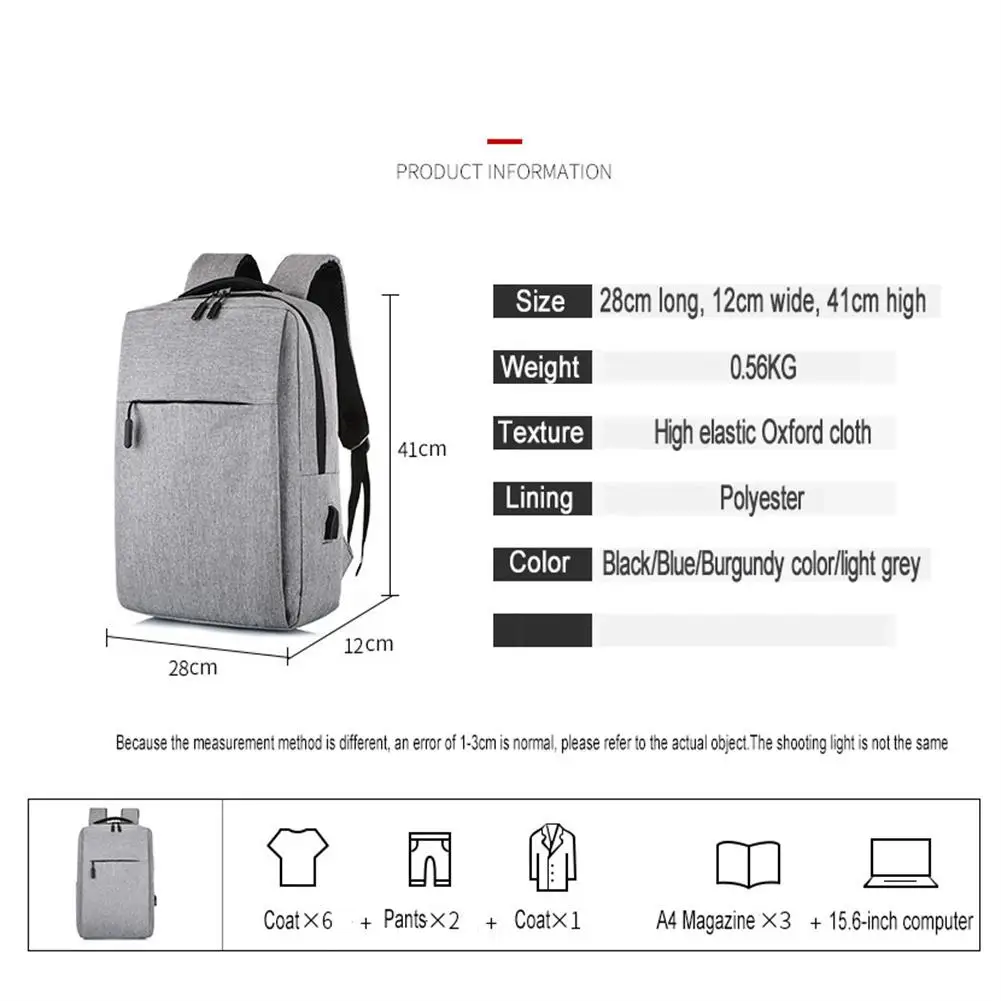 Bag 15.6 Inch Laptop Backpack Large Capacity Waterproof Multifunctional USB Charging Case Men Women For Work Travel School smile