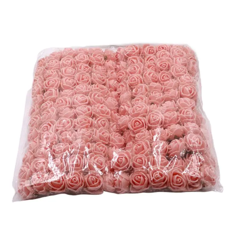 Mini 2.5Cm E15e 144Pcs/Pack PE Foam Gauze Artificial Rose Flower ddmysmile Head DIY Craft Wedding Bouquets Bridal Shower Party Home Smile