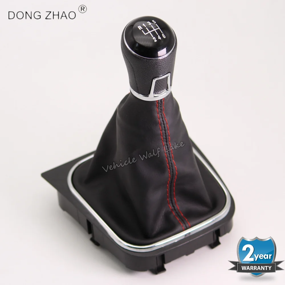 5 For VW Golf 6 Golf A5 5 Golf A6 6 R32 GTD GTI 2004-2013 Car 5 Speed 6 Speed Gear Stick Level Shift Knob With Leather Boot smile