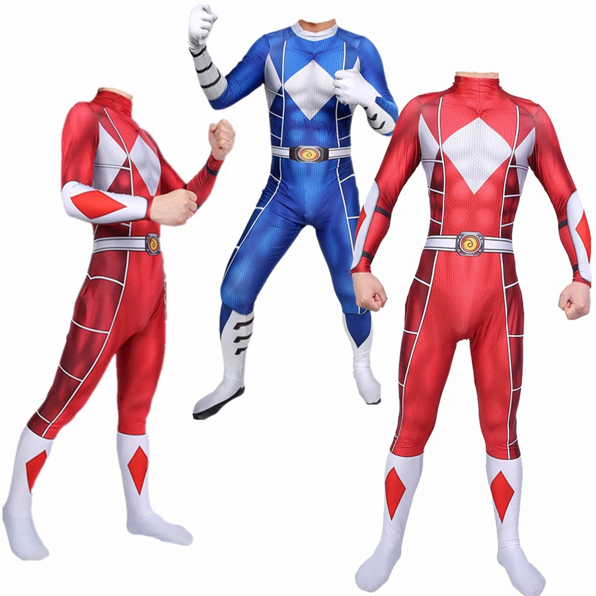 Power Samurai Sentai Shinkenger Red Rangers Costume Superhero Cosplay Halloween Birthday Party Zentai Suit Jumpsuit Kids Men