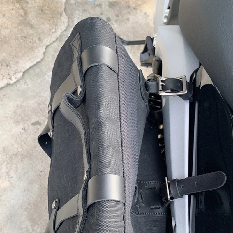 Retro Motorcycle Saddle Bag Waterproof Motorbike Side Bag Large Capacity Saddlebags Canva Motorcycle Backpack Vintage