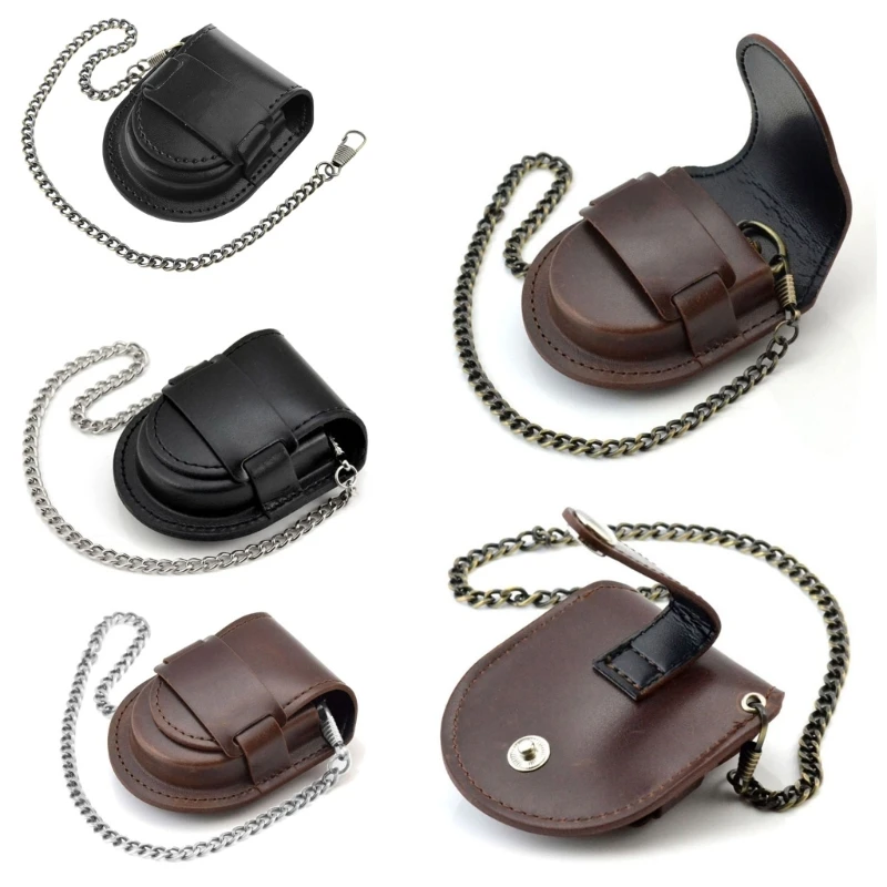 Cases Pocket Leather Watch Protector Holder Waist Bag with Chain Gift for Christmas Anniversary Birthday Easy Use smile