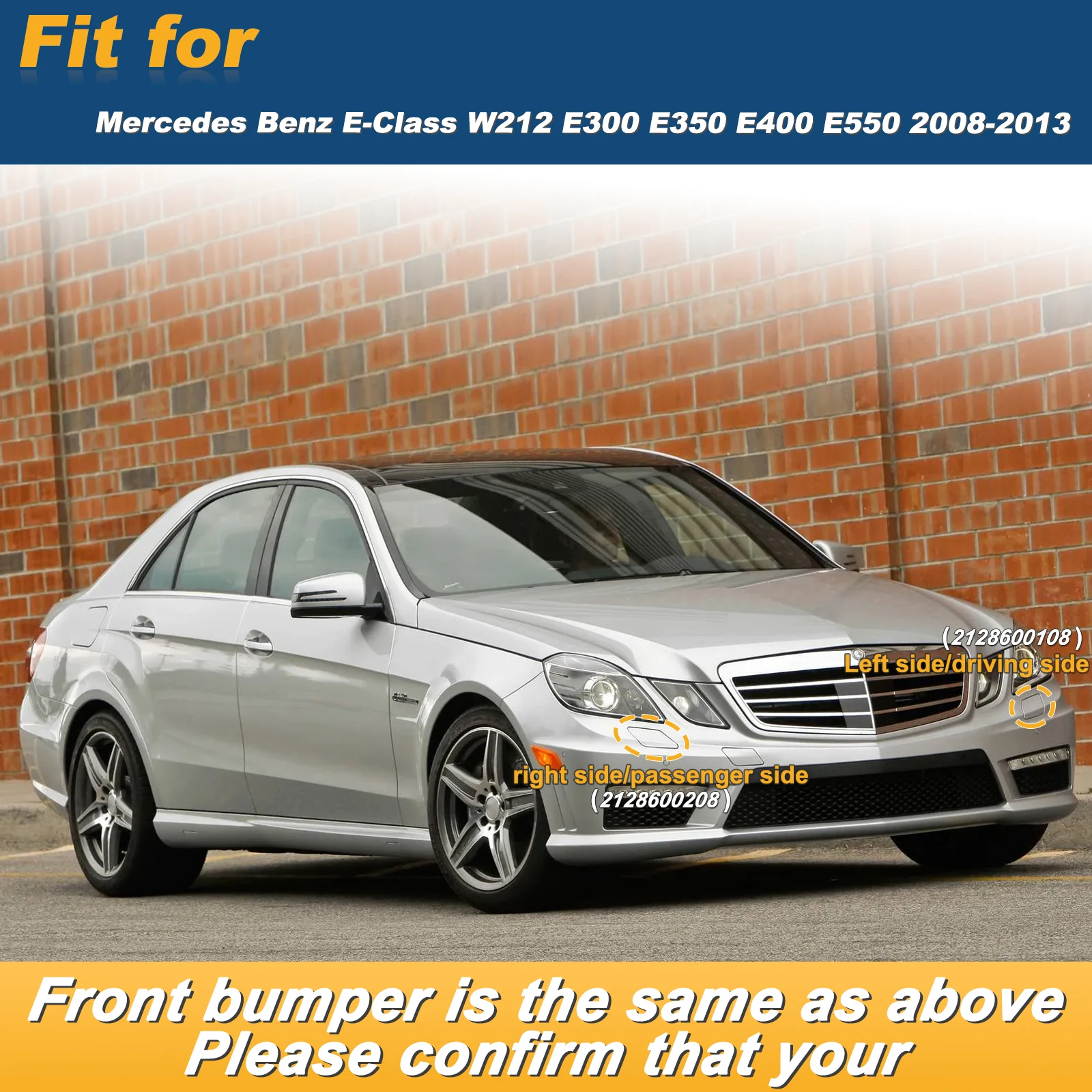 Front Bumper Headlight Washer Spray Cover Cap For Mercedes Benz E-Class W212 E300 E350 E400 E550 2008-2013 2128600108 2128600208
