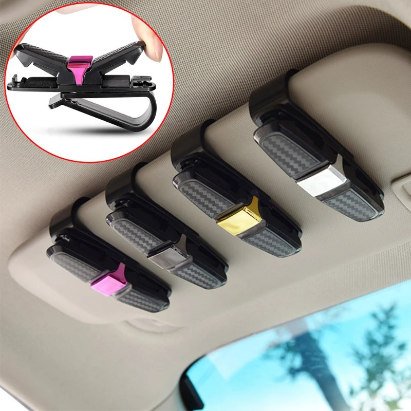 Holder Portable Glasses Auto Ticket Card Fastener Clip Holder for Sunglasses Eyeglasses Card Holder Car Accessories Interior smile