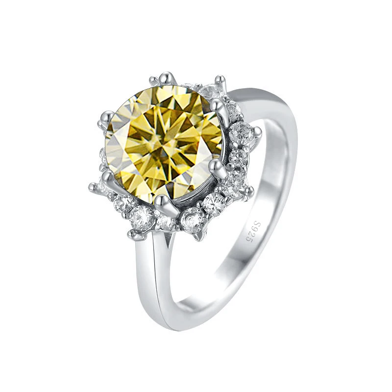 JoyceJelly Luxury 3 Carat Moissanite Diamond Jewelry S925 Sterling Silver Wedding Ring For Women Flower Shaped Design Size5-9