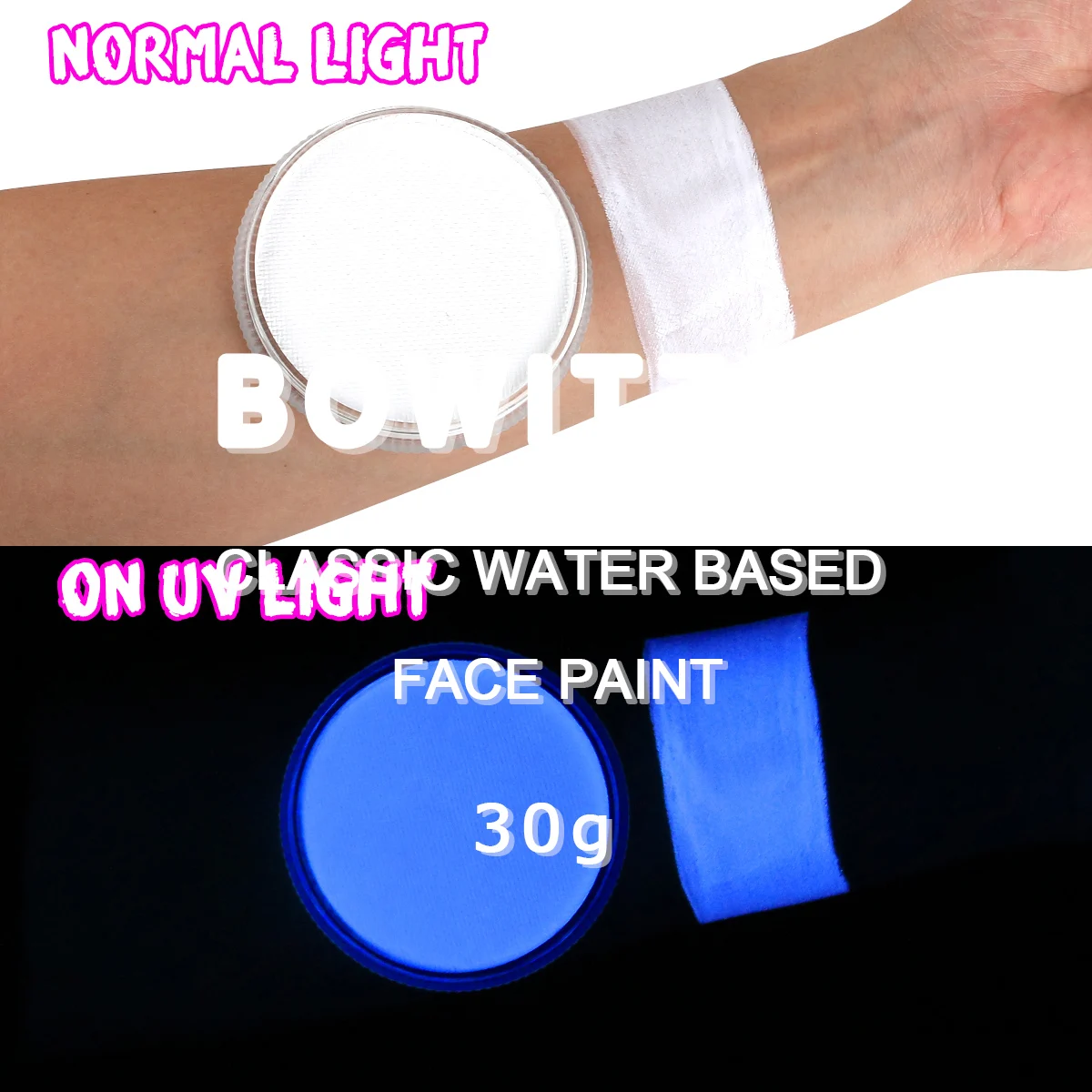 b f Professional Bowitzki UV Glow g Face Paint Body Water Based painting Makeup Safe for Kids and Adults Split Cake Sin