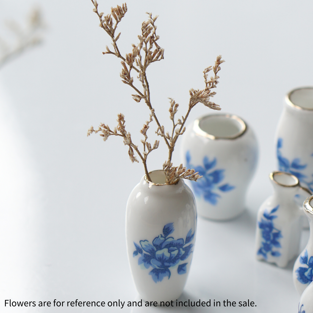 1 Pcs, Mini Blue Ceramic Vase, Decorative Vase, Doll House Ceramic Vase, Cute Mini Desktop Decoration, Vintage Home Decor