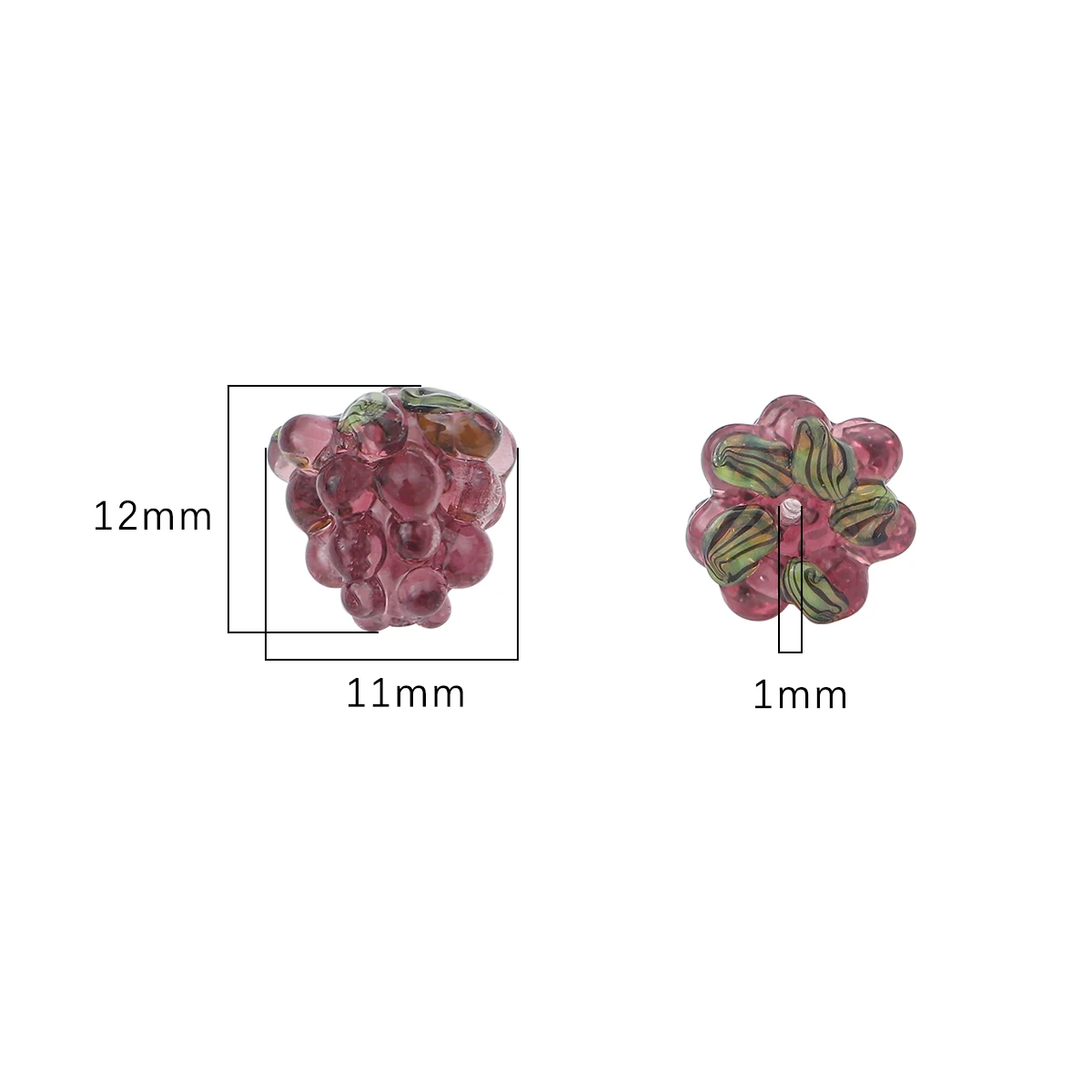 1Pcs 12x11mm Exquisite Grape Lampwork Glass Beads Fruit Multicolor Spacer Beads for Women Necklace Earring DIY Jewelry Making