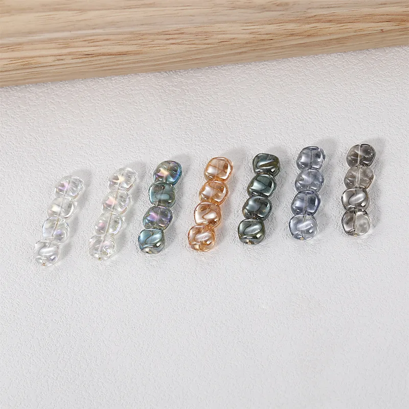 AB 20PCS 11mm Corrugated Shiny Glass Beads For DIY Bracelet Accessory Earrings Jewelry Making Supplies Irregular Crystal Beads smile