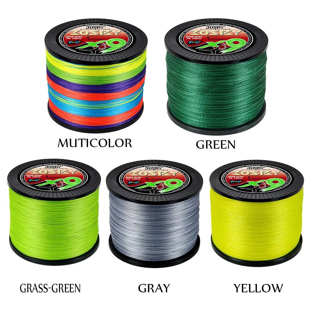 JOSBY 9 Strands Fishing Line 1000/500/300/100M 100%PE X9 Super Strong Smooth Seawater Carp Multifilament Braided Wire Pesca