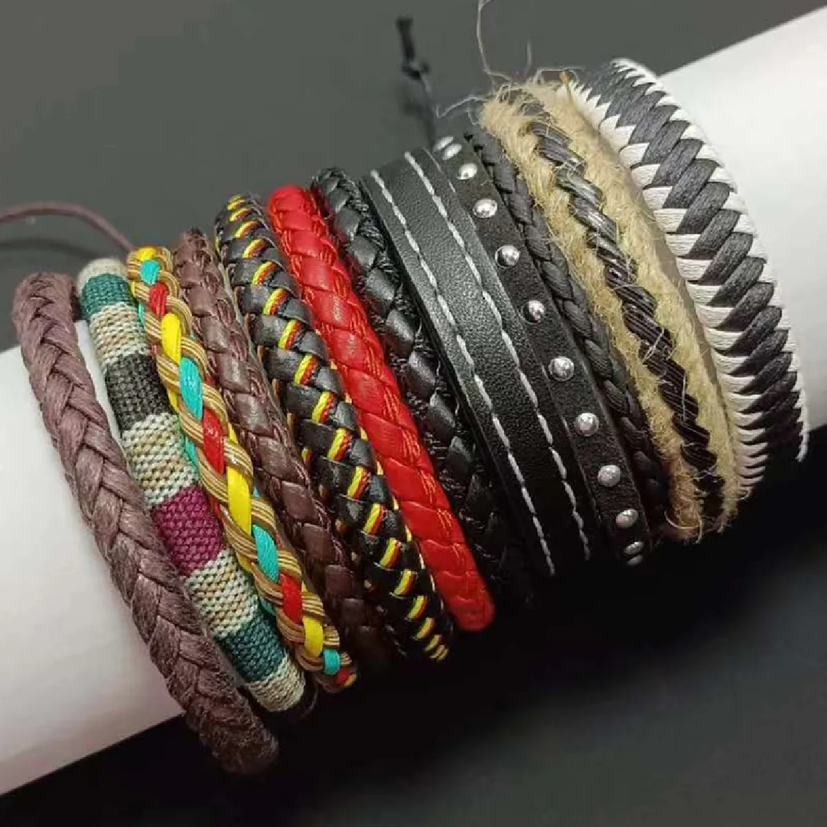 Handmade Pcs/Set Ethnic 10 Weave Charm Wrap Leather Bracelets For Women Bangles Femme Homme Male ddmysmile Jewellery Smile