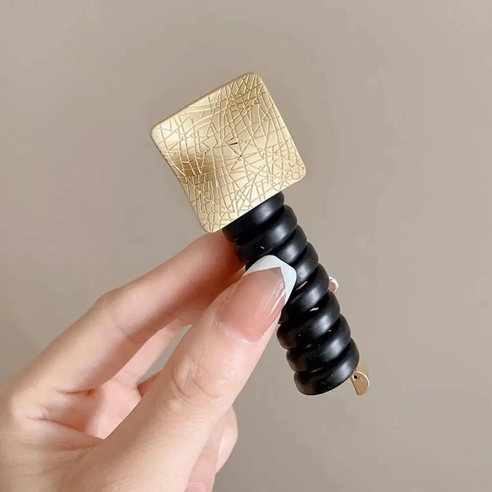 Telephone Metal Heart ddmysmile Pendant Cord Straight Hair Ties Braided Telephone Wire Hair Bands For Women Girls Ponytail Holder Smile