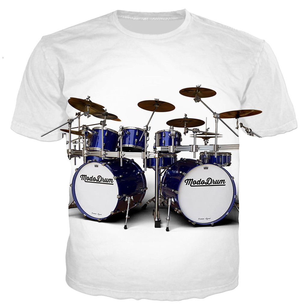 New Summer Music Heavy Musical Instrument 3d Printing T-shirt Casual Street 2025 Men And Women Short-sleeved Light new And Breathable