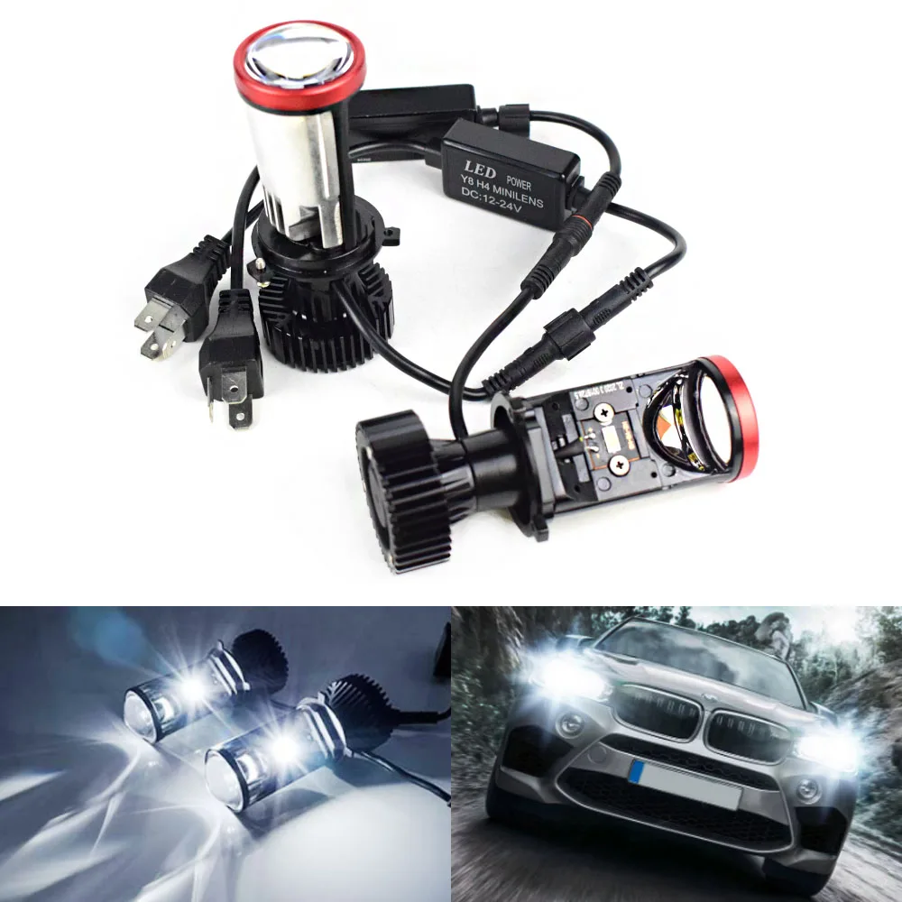 60000LM Y8 H4 LED Headlights with Projector Lens Turbo Fan Auto H4 LED Lights Super Bright 9003 HB2 H4 Hi-Lo Car LED Headlight