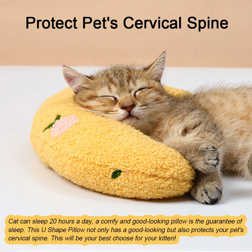 Soft Cat Protect Cervical Spine U Shape Pillow Cats House Bed Comfortable Accessories for Kitten Pet Products