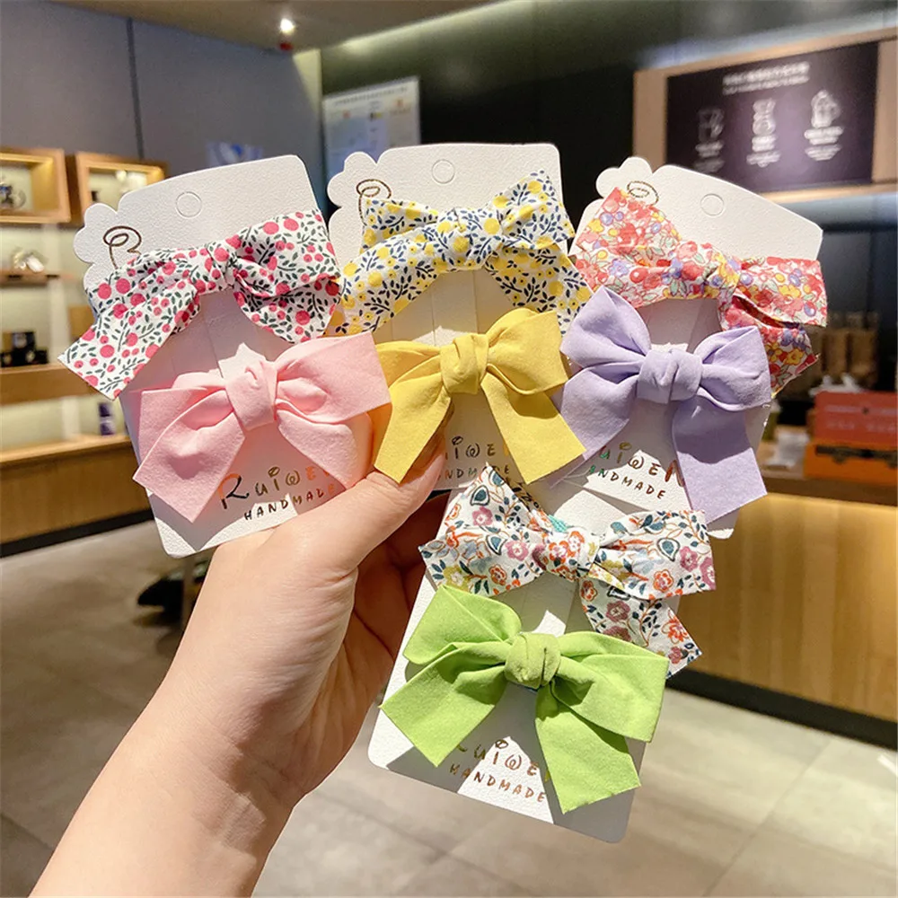 Floral Bow Colorful 2Pcs/Set Hair Clip For ddmysmile Baby Girls Cute Sweet Headwear Handmade Hairpin Hair Accessories Smile