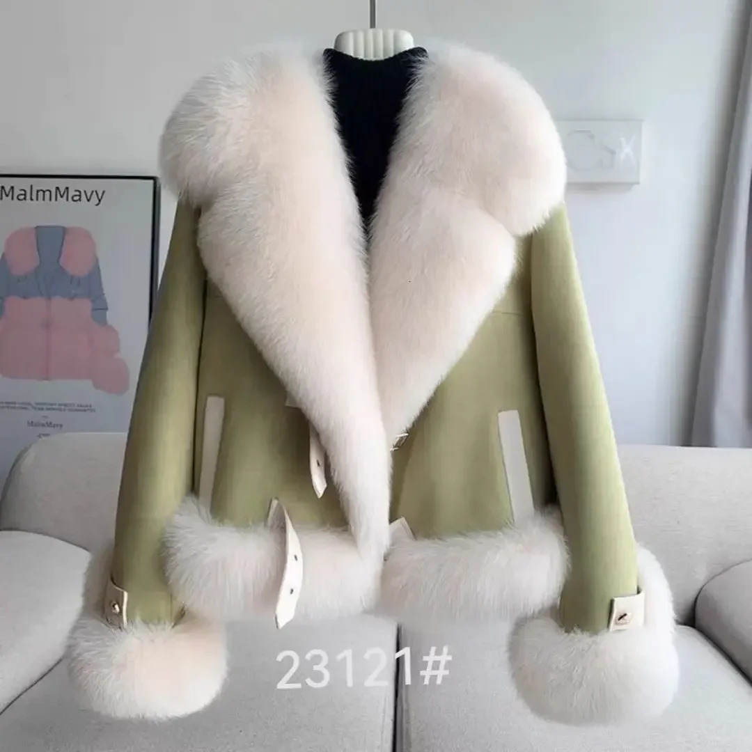 MiiiiX elegant casual style faux fur coat womens winter jacket loose splicing motorcycle down coat Parkas womens clothing 241106