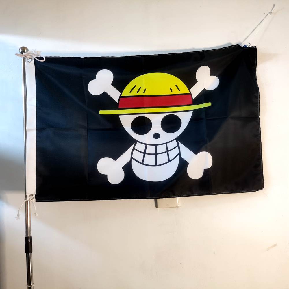 Pirate Monkey D.Luffy Skull Flag Straw Hat Pirates Trumpet Banner Flag Home Decor 90x150CM Polyester